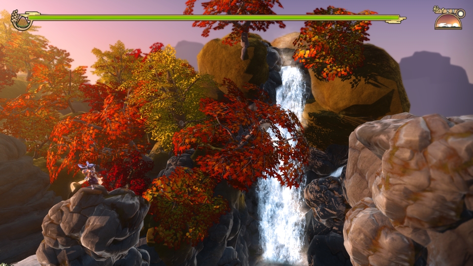 天穂のサクナヒメ(夕暮れの滝)画像